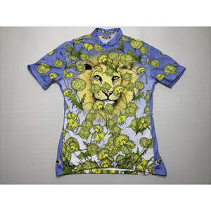 Women's Primal Wear Dandy Lion XXL Blue Yellow Lion Flowers Cycling Jersey P146